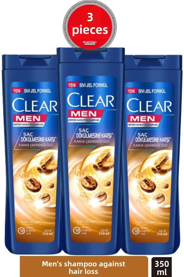 Men's Anti-Dandruff Shampoo Anti-Hair Loss Coffee Bean Extract 350 ml X3