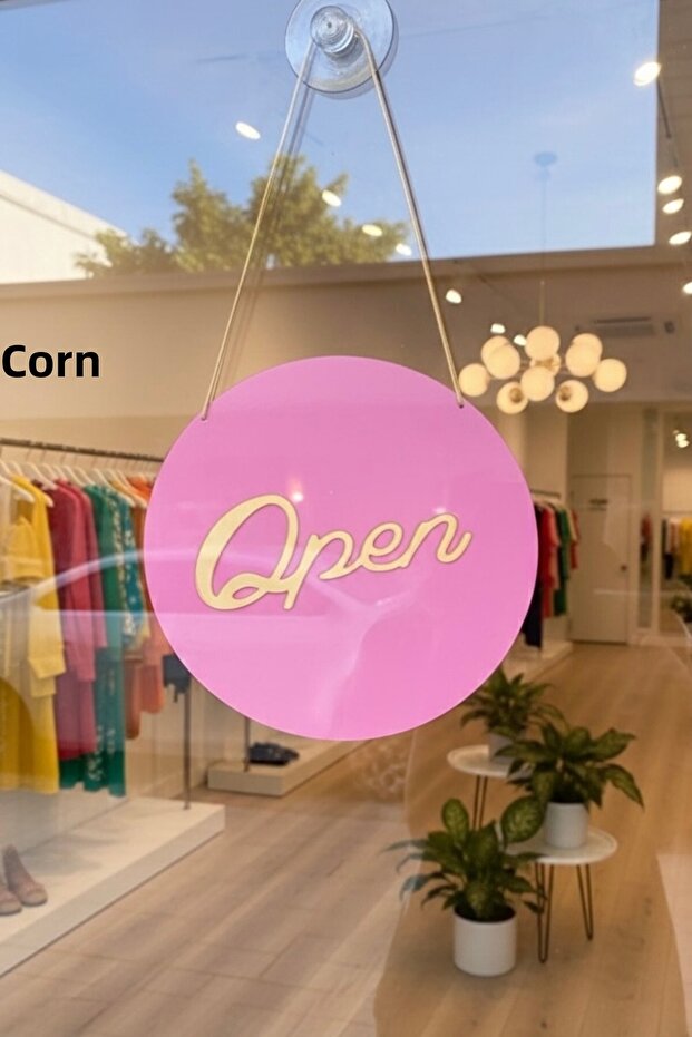 Store Open-Closed Sign (Open-Close) Pink Gold 17 cm