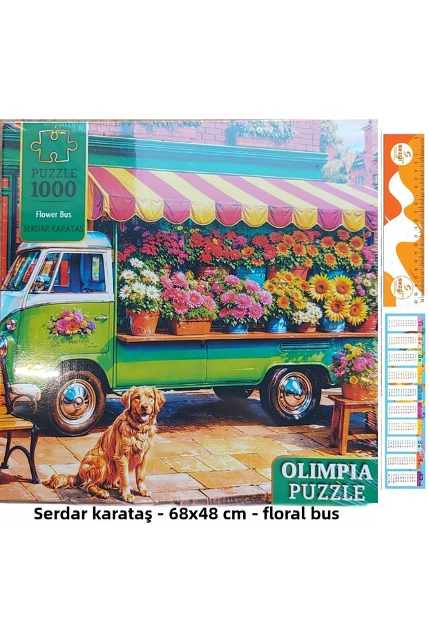 Boxed puzzle 1000 pieces 68x48 cm flower bus + sezgistore