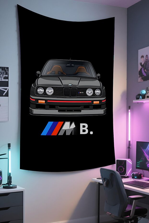 Gamer Wall Covering – Car Themed, High-Quality Fabric, Tapestry Wall Carpet