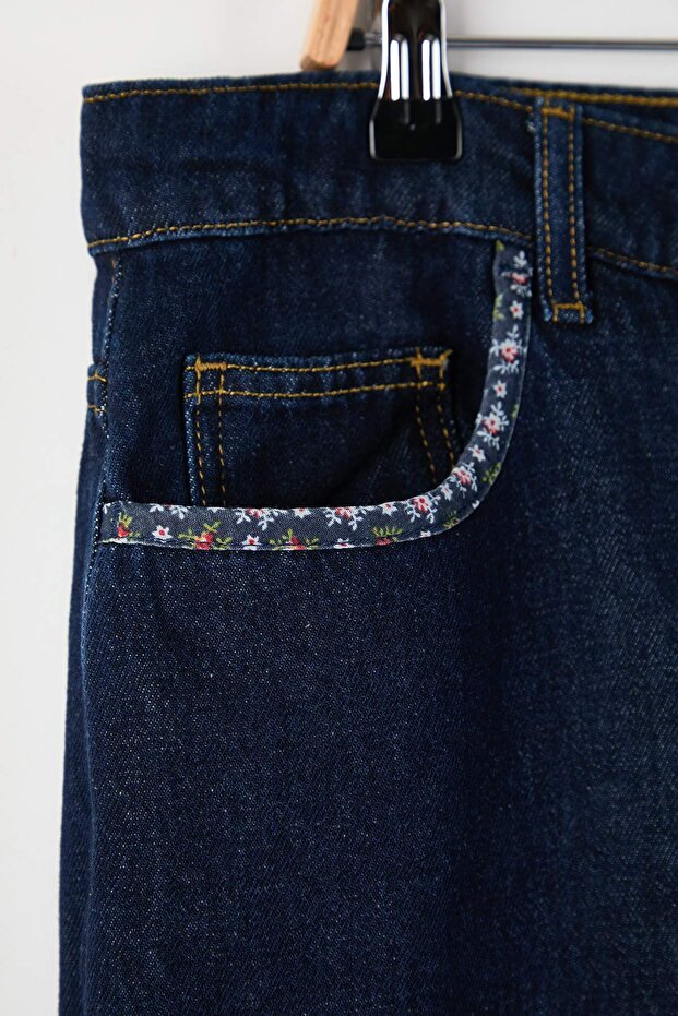 Özel Koleksiyon Koyu Mavi Cep Detaylı Straight Fit İnce %100 Pamuk Non-Stretch Jeans TBBAW26CJ00021 - 7