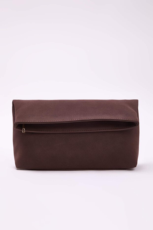 Kahverengi Nubuk Kadın Mini Boy Clutch El Çantası TAKAW26PY00008 - 3