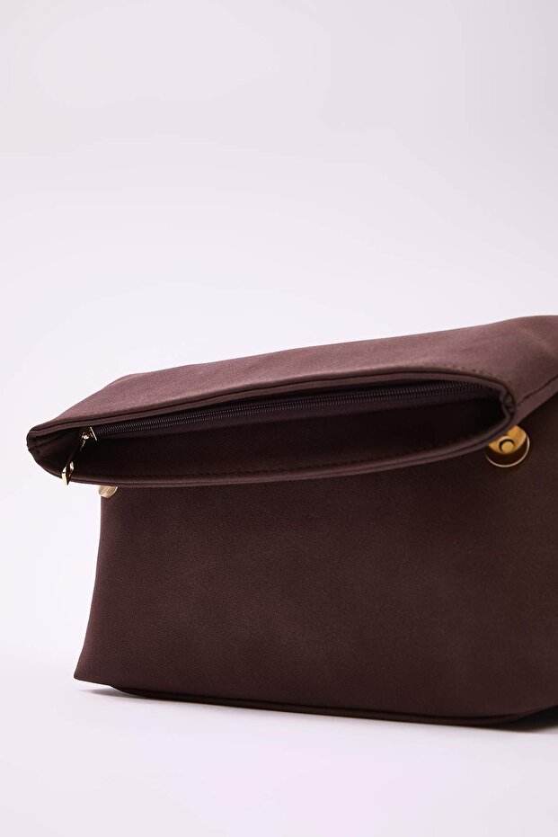 Kahverengi Nubuk Kadın Mini Boy Clutch El Çantası TAKAW26PY00008 - 6