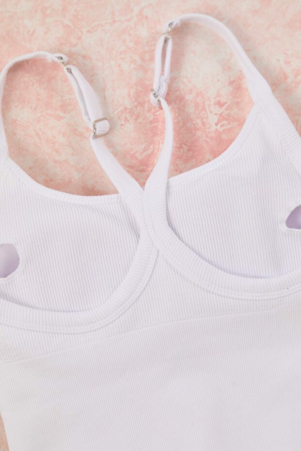 Beyaz Seamless/Dikişsiz Destekli/Şekillendirici Örme Spor Sütyeni THMAW26SS00017 - 8