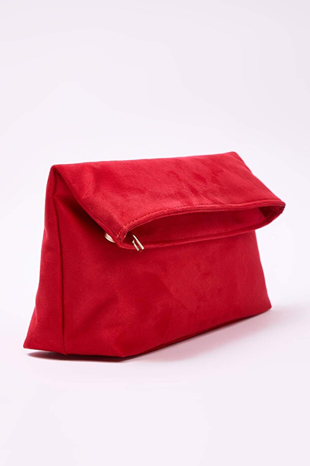 Kırmızı Süet Kadın Mini Boy Clutch El Çantası TAKAW26PY00008 - 2
