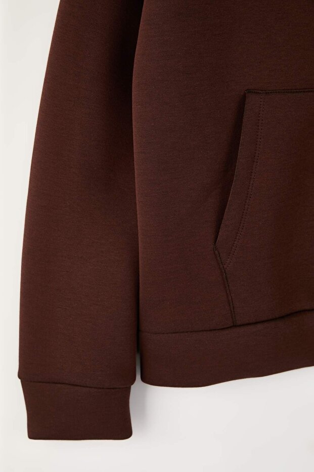 Wardrobe Essentials – Koyu Kahverengi Oversize Kapüşonlu Örme Sweatshirt |TWOAW26SW00018 - 7