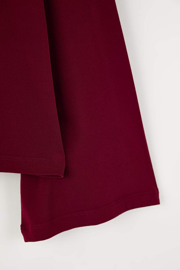 Bordo Relaxed/Rahat Kalıp İspanyol Kol Esnek Örme Bluz TBBAW26AF00103 - 6