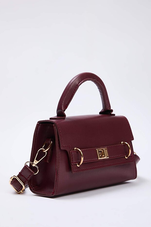 Bordo Gold Toka Detaylı Kadın Mini City Çanta TAKAW26OC00030 - 2