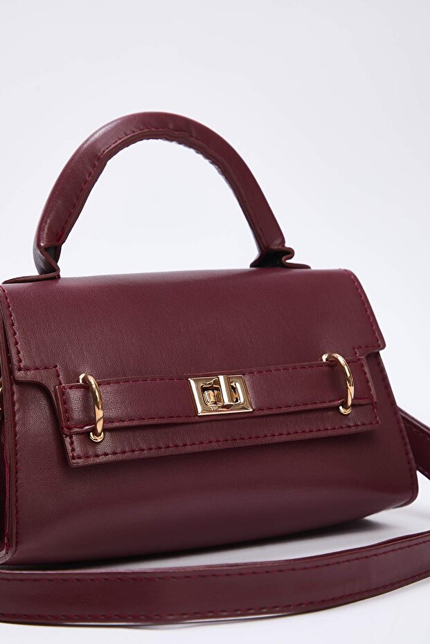 Bordo Gold Toka Detaylı Kadın Mini City Çanta TAKAW26OC00030 - 4