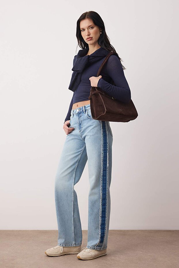 Mavi Dikiş Detaylı Yüksek Bel Wide Leg Jeans TWOAW26JE00233 - 1