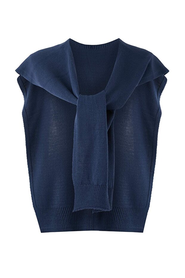 Niebieski szal przypominający kazak TWOAW26SL00001 - 4