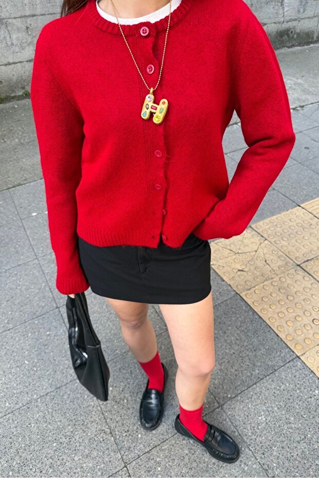 Düğmeli Triko Hırka - 8