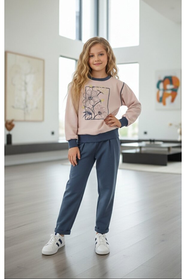 Girl's Embroidered Elastic Waist Seasonal Suit