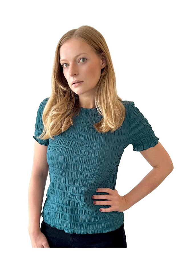 Waffle Short Sleeve Texture Blouse