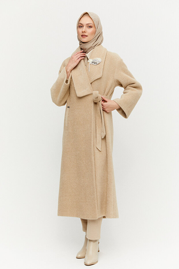 Asimetrik Yaka Oversize Manto - 2