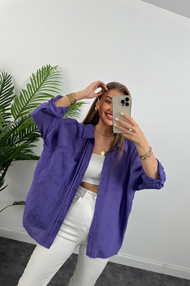 قميص صيفي من القماش عاري الكتفين مقاس كبير - 6