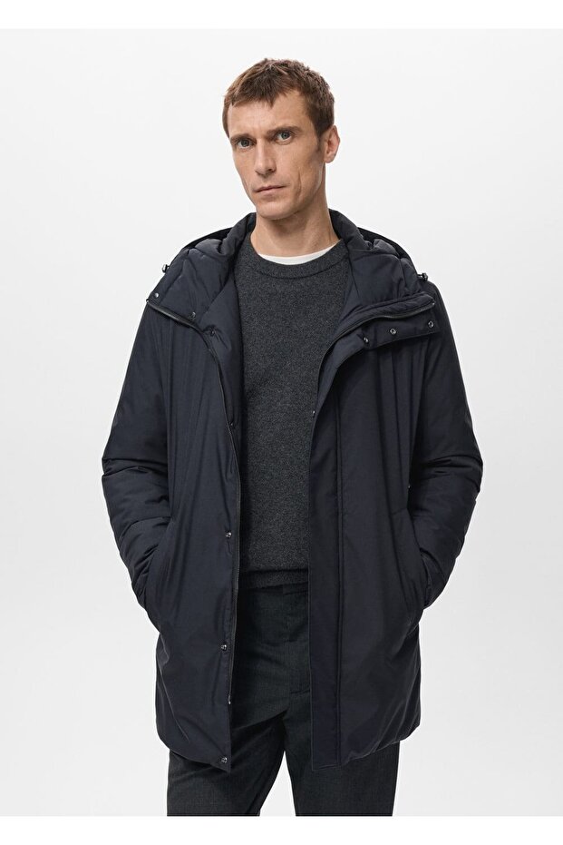 Çıkarılabilir su itici kapitone parka - 5