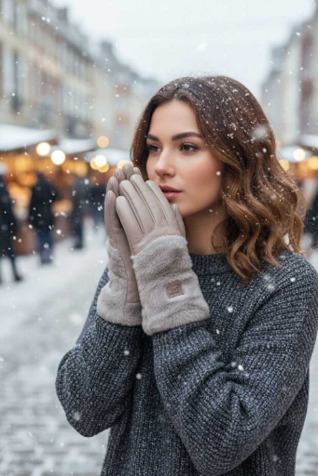 Kadın Kürklü Eldiven - 2