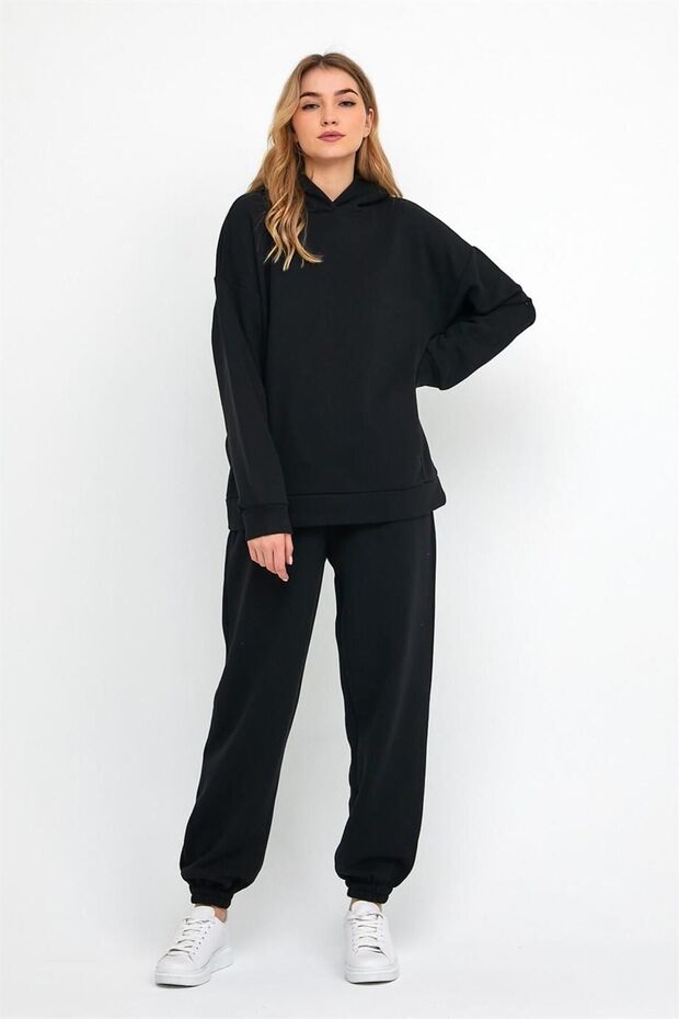 Women's Three Thread Fleece Oversize Tracksuit Set with Elastic Waist and Legs