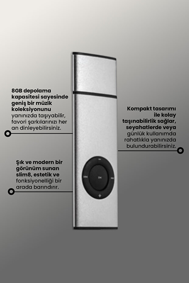SliM8-MP3 GRİ Digital Player - 2
