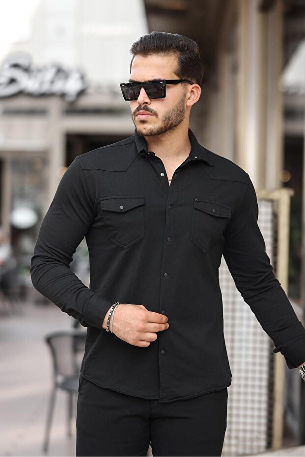 Çıtçıtlı Çift Cep Kışlık Gömlek - 4