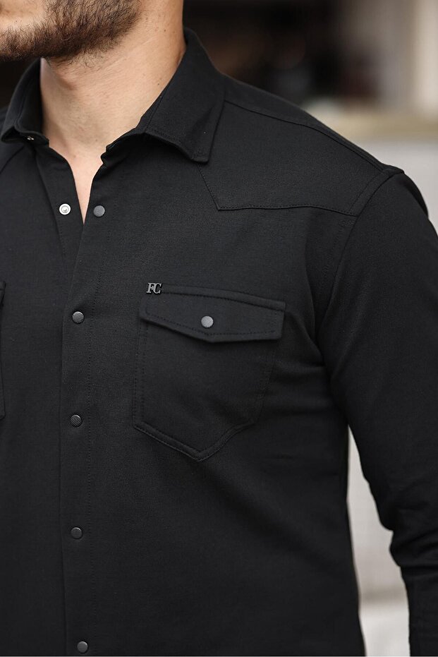 Çıtçıtlı Çift Cep Kışlık Gömlek - 2