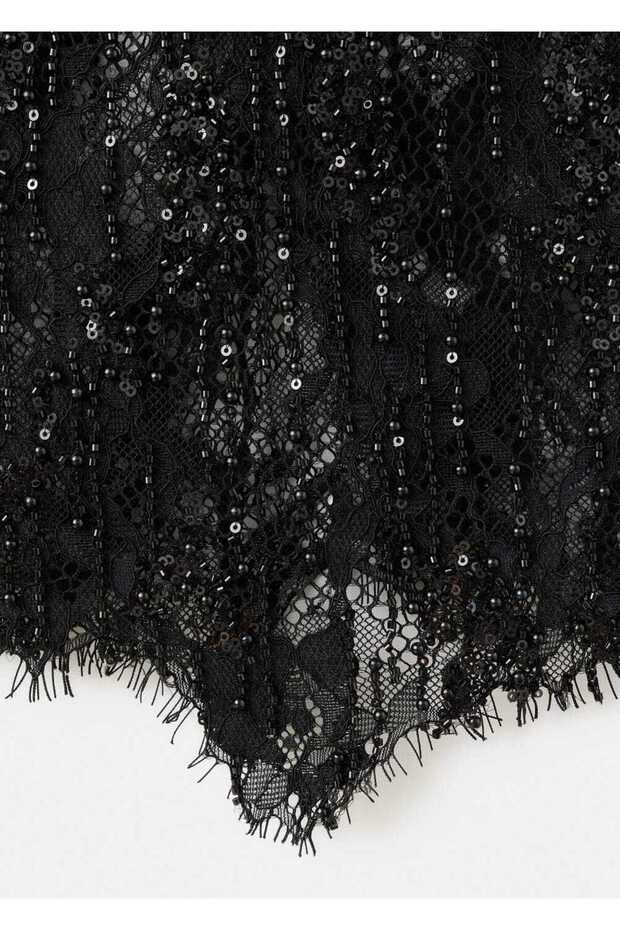 Boncuklu dantel etek - 6