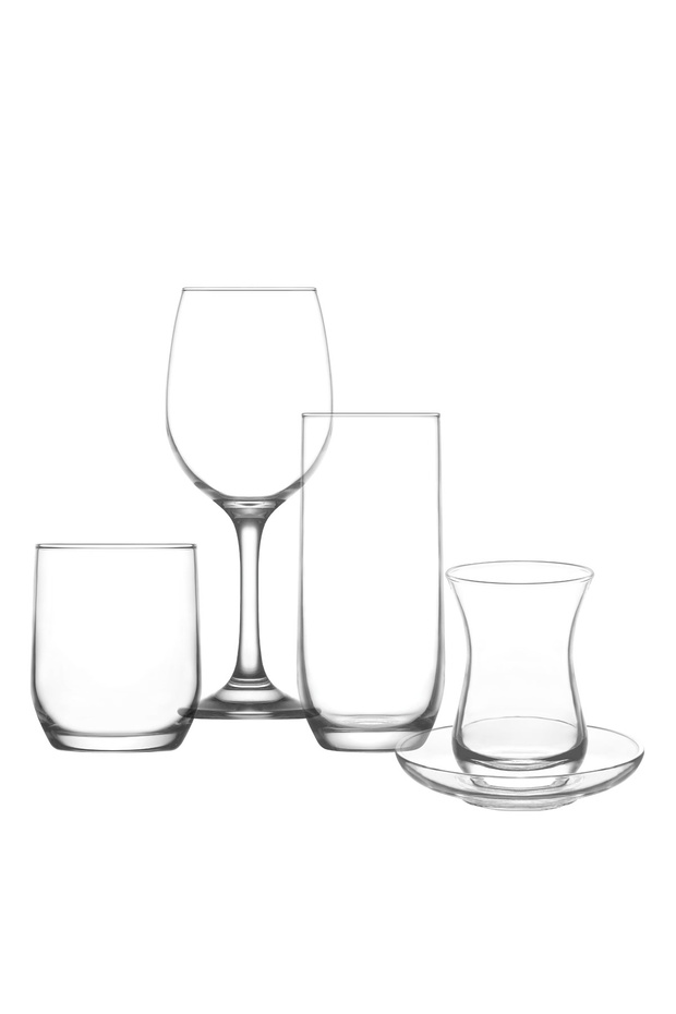 Sude Cam Çeyiz Seti 30'lu (6 Çay Bardağı, 6 Çay Tabağı, 6 Kadeh, 6 Meşrubat , 6 Viski Bardağı) - 2