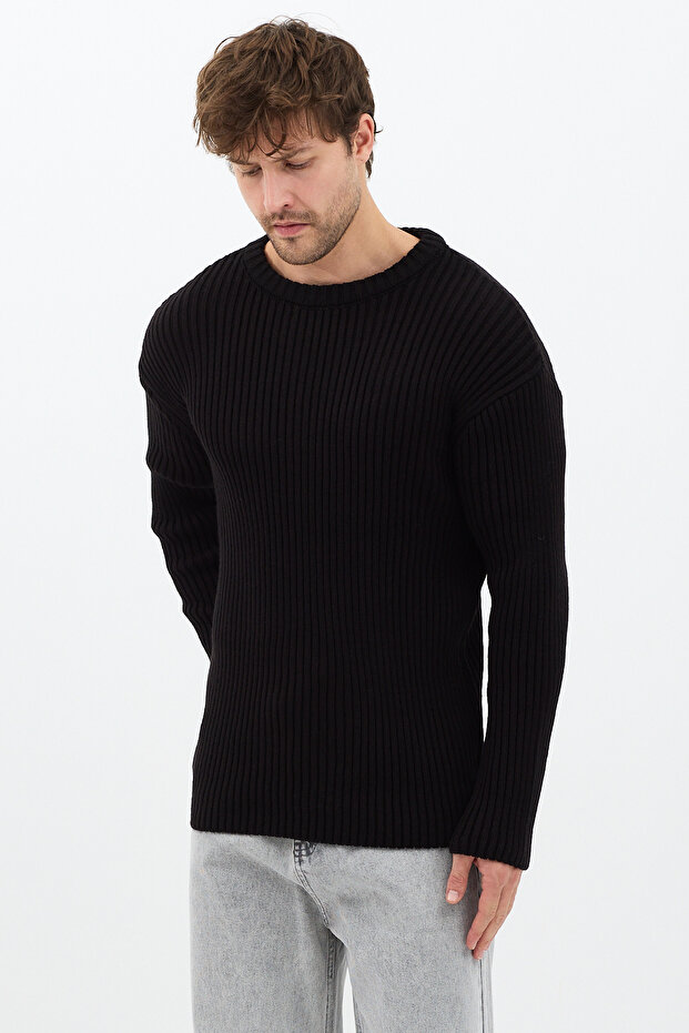 Erkek Fitilli Örme Regular Triko Kazak - 4