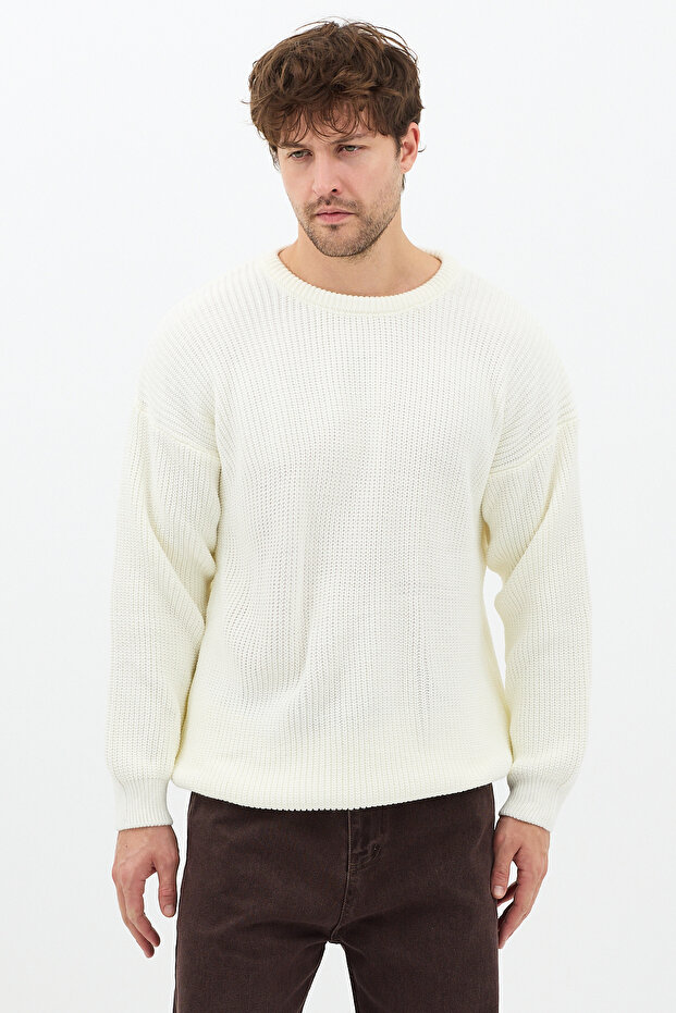 Erkek Fitilli Örme Regular Triko Kazak - 3