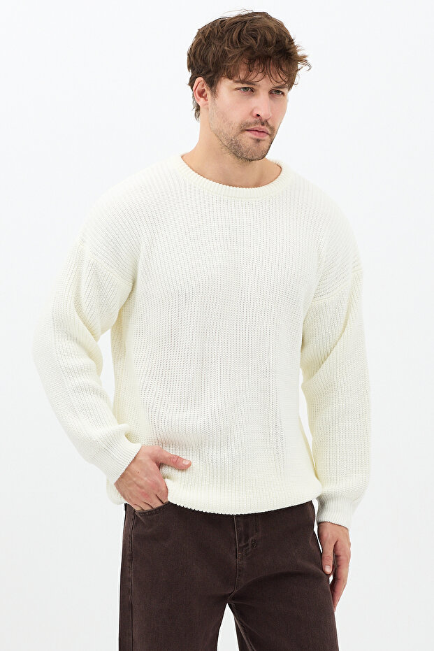 Erkek Fitilli Örme Regular Triko Kazak - 2