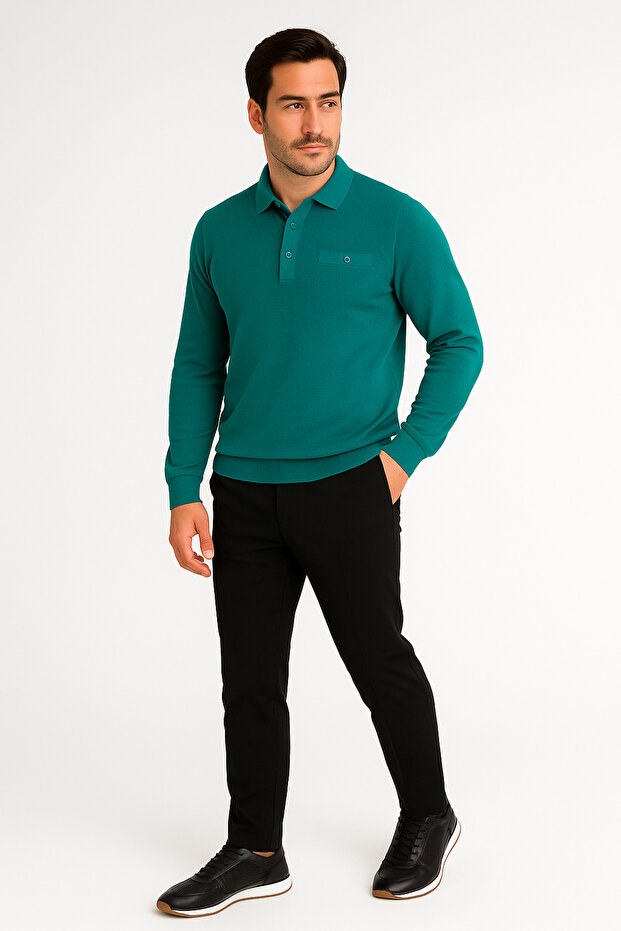 Polo Yaka Sweatshirt - 1