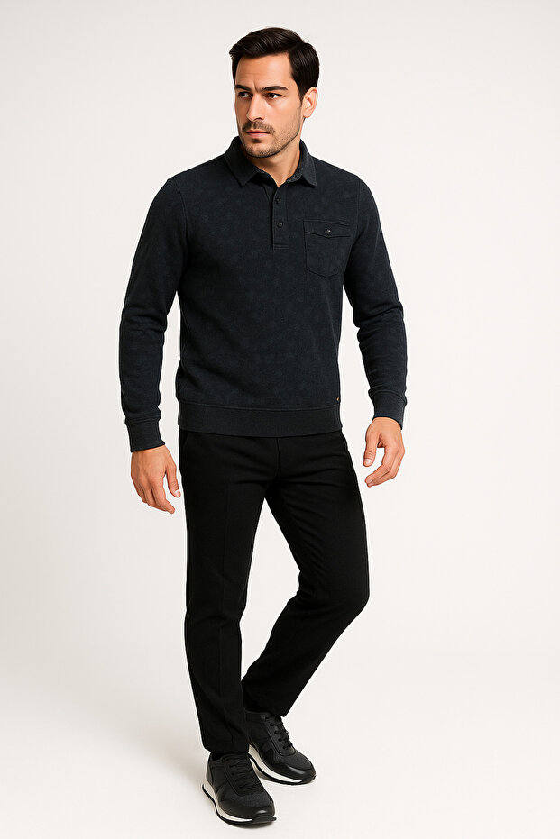 Polo Yaka Sweatshirt - 1