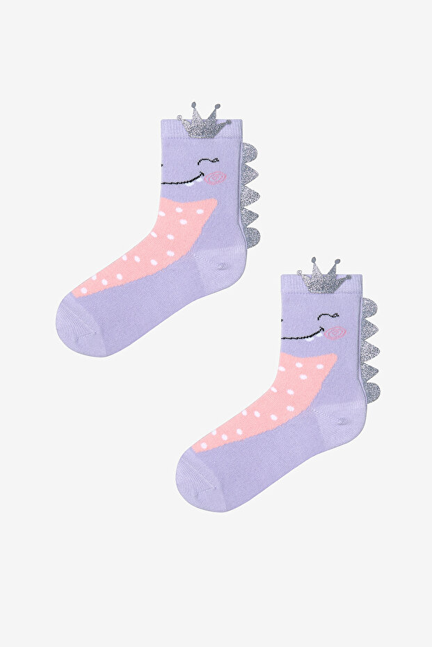 Girl's Lilac Glitter Queen Lilac Socks