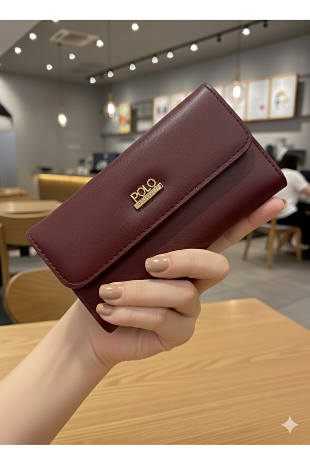 Women's Polo Badge Large Horizontal Wallet 10x17x5cm