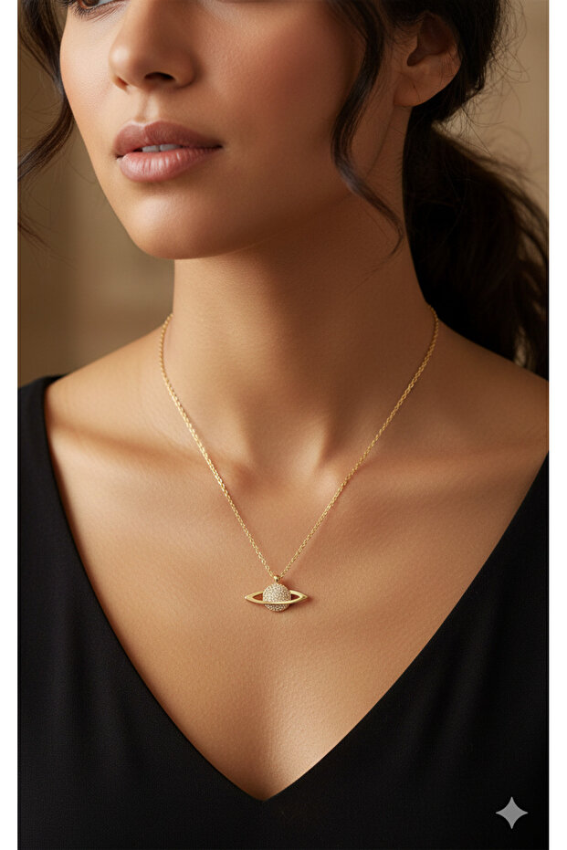 Women's Saturn Gold Necklace