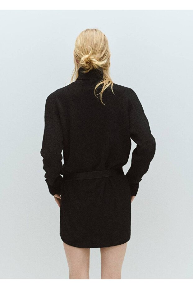 Balıkçı yaka triko elbise - 4