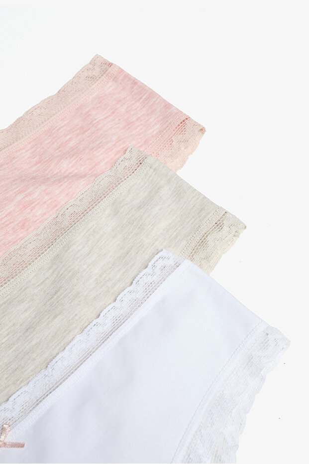 Napi csipke 3 csomagos pamut bézs csípőbugyi - 5