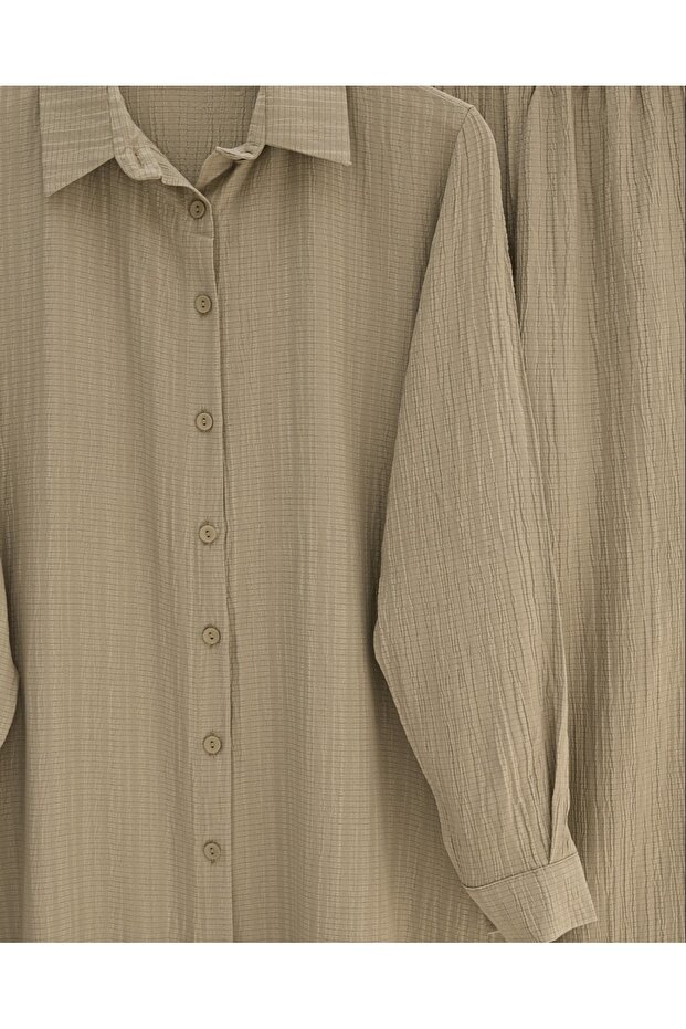 بدلة كرينكل مع بنطلون طويل بأزرار - مينك - 3