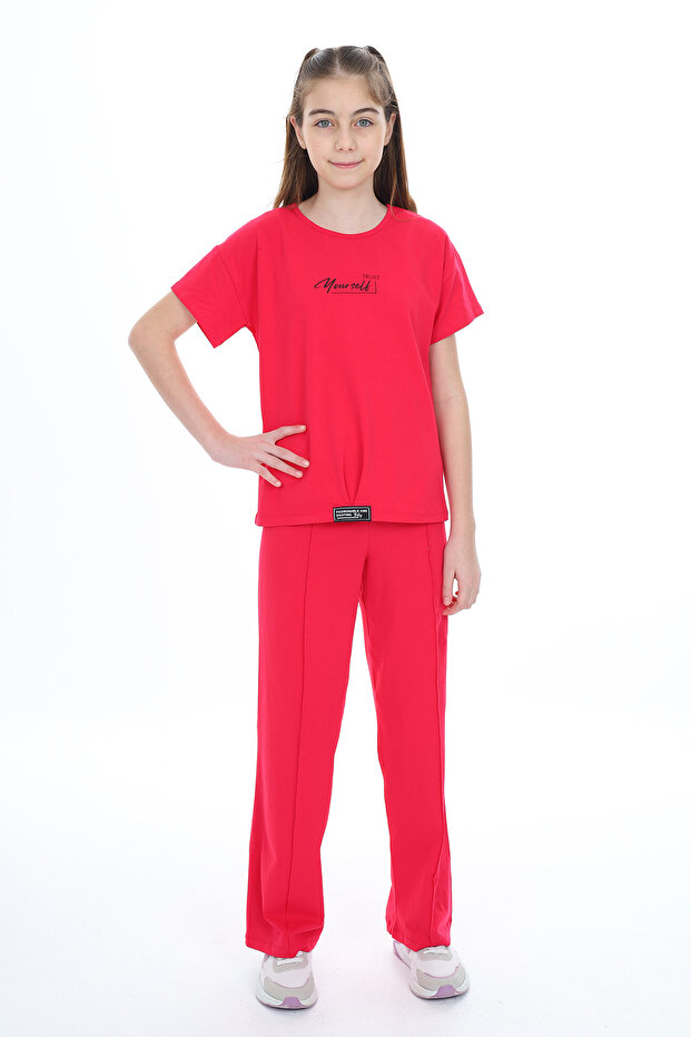 Girl's Summer Emblem Printed Tracksuit Set