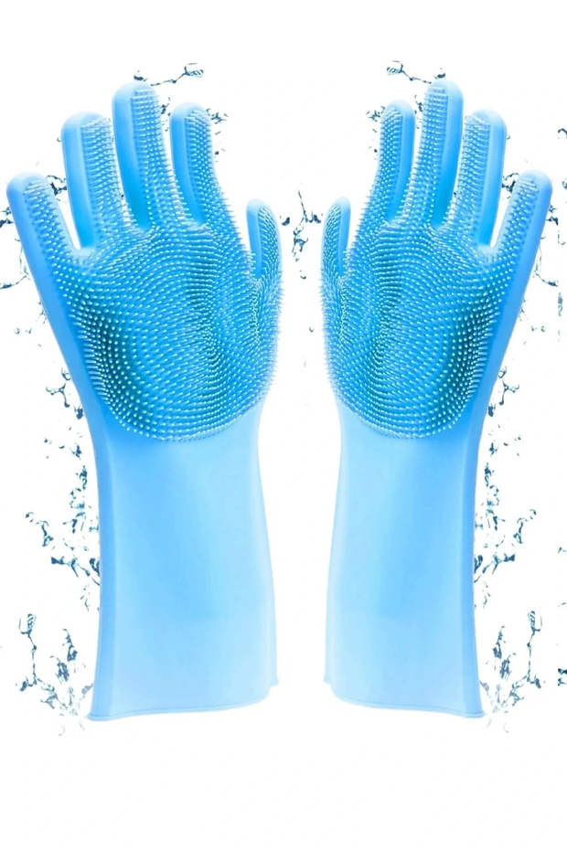 Silicone Dish Washing Gloves Pot Scrubbing Sink Kitchen Oven Cleaning Gloves