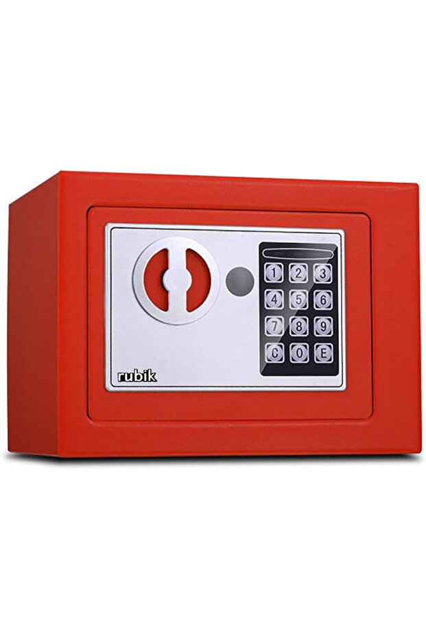 Mini Digital Safe Box with Electronic Keypad and Key Lock (Red)