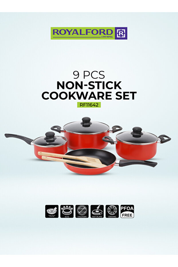 مجموعة أواني طهي غير لاصقة من 9 قطع Rf11642 متنوعة - 1