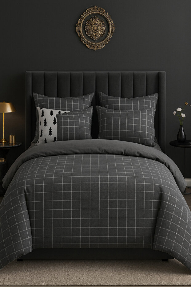Single Smoked Plaid Duvet Cover Set Quilt Cover Pillowcases