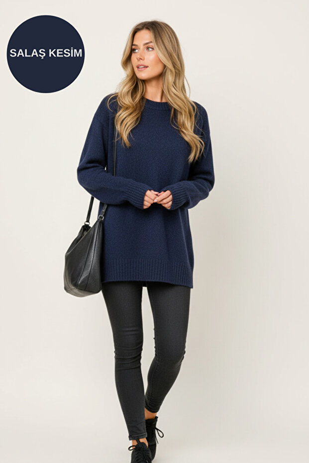 Vengeance Loose Crew Neck Oversize Knitwear Sweater
