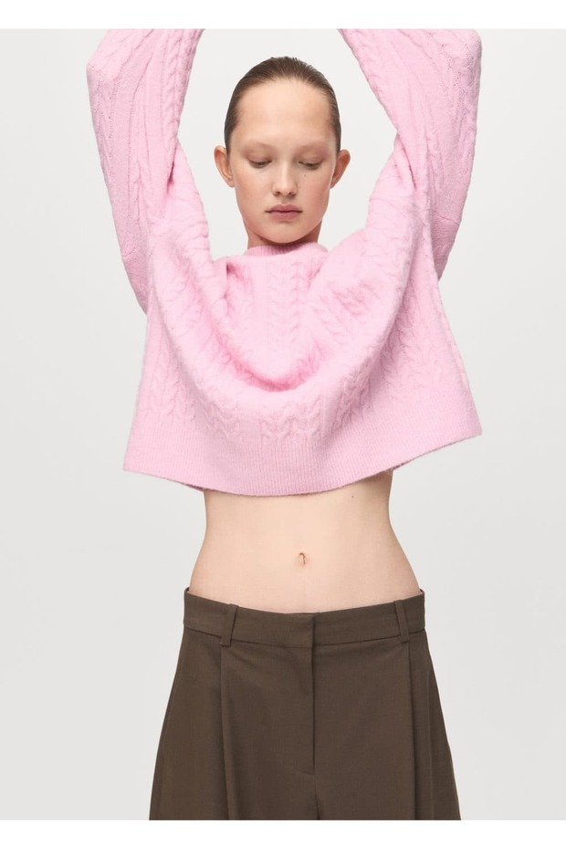 Örgü detaylı triko kazak - 6