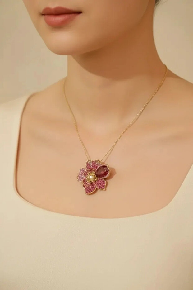 Çelik Çiçek Kolye - 2