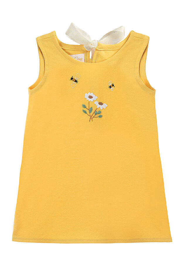 Girl's Embroidered Linen Dress