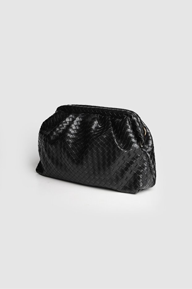 Meri Glow Knitted Detailed Hand, Shoulder and Crossbody Bag Black