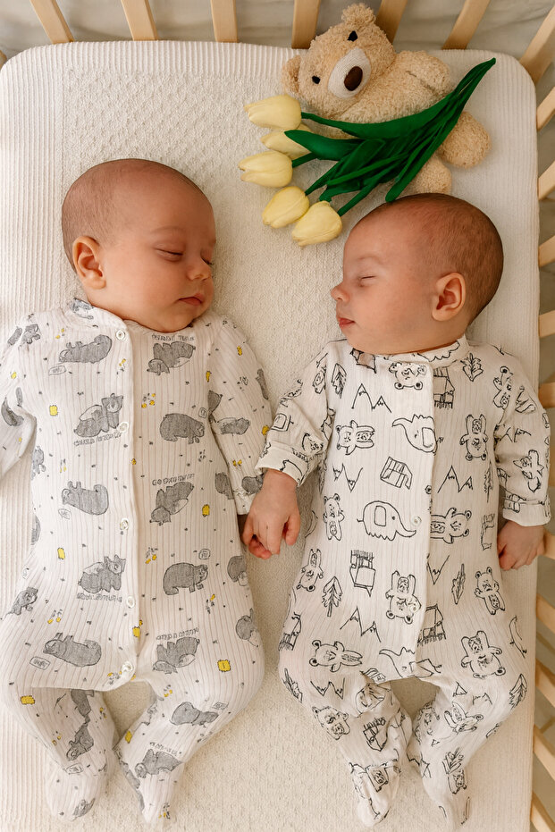 Organic 100% Cotton Printed Piece Romper Set Newborn Set 0-3/3-6 Months